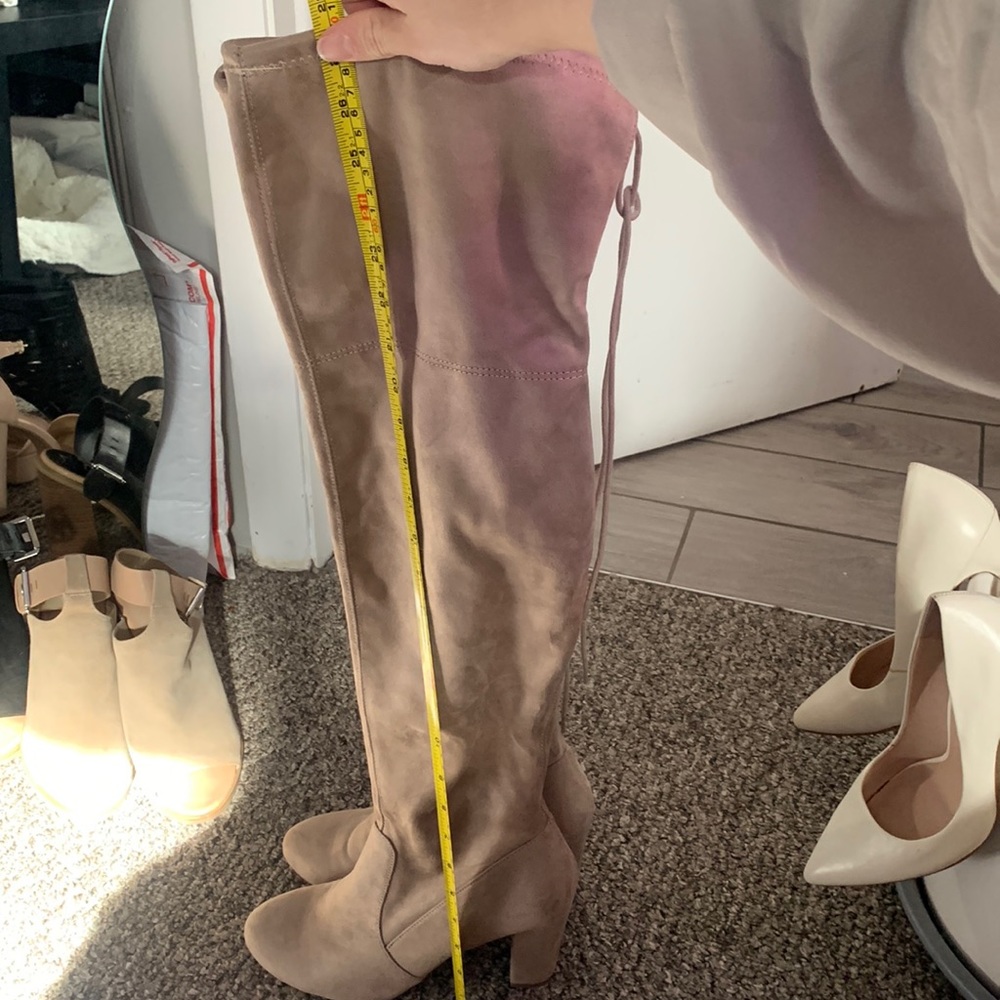 Chinese laundry thigh high beige booties